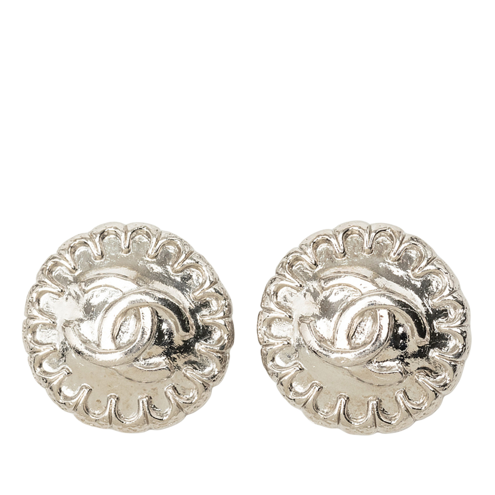Pre-Loved Chanel CC Brass Round Clip On Earrings
